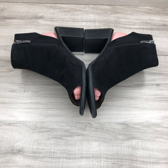 Franco Sarto Booties Womens 10 Hannah Black Zip Open Toe Ankle Boots - Picture 6 of 11